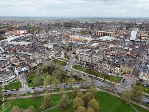 .Harrogate North Yorkshire town UK drone,aerial  high angle