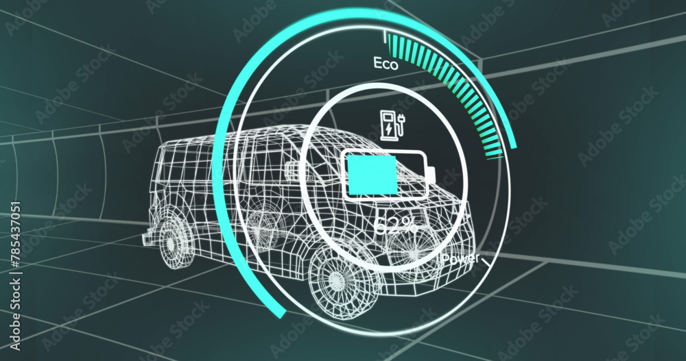 Naklejka premium Image of car panel over digital car