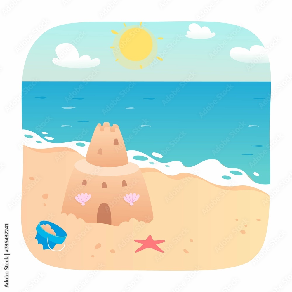 Sand Castle Beach Sea Island Funny Construction With Towers From Fantasy Kids Cute Toys Plastic Buck