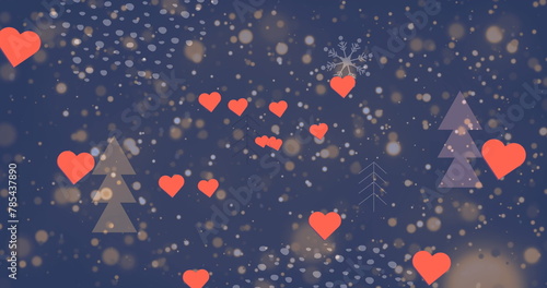 Image of hearts floating over navy background