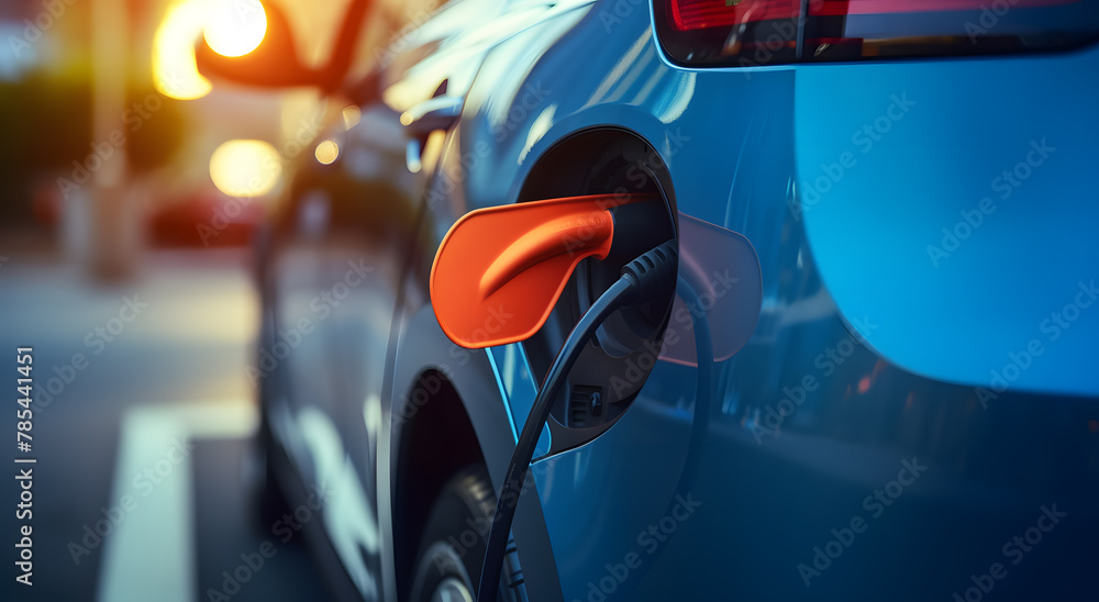 Closeup of electric car charging Closeup of electric car charging