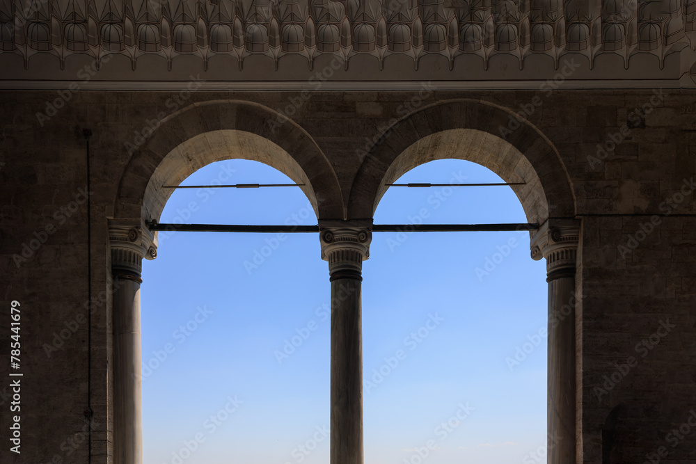 Elements of architectural decorations of buildings, old windows and window openings, arches and patterns. On the streets in Turkey, public places. Elements of architectural decorations of buildings, old windows and window openings, arches and patterns. On the streets in Turkey, public places.