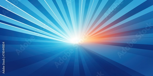 Sun rays background with gradient color, blue and indigo, vector illustration. Summer concept design banner template for presentation, copy space