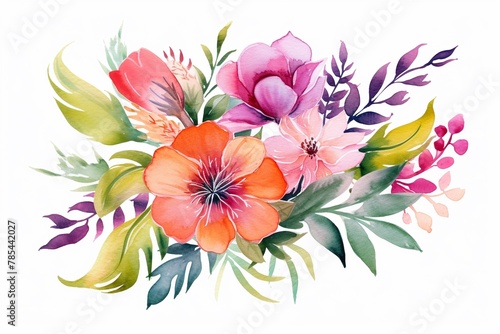 Watercolor paintings of various types of flower bouquets   