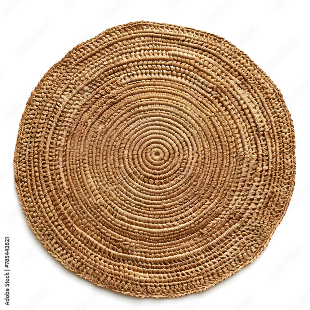 Round woven placemat isolated on a white background. Round tablecloth for food Round woven placemat isolated on a white background. Round tablecloth for food