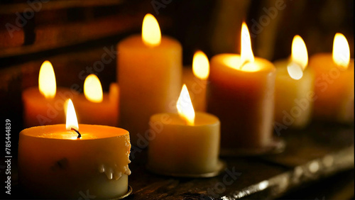 Beautiful array of decorative candles 16:9 with copy space