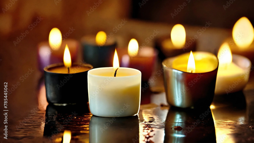 Beautiful array of decorative candles 16:9 with copy space Beautiful array of decorative candles 16:9 with copy space