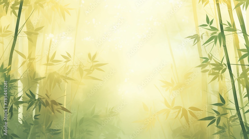 Serene Bamboo Forest, Soft Yellow Light, Zen Nature Background Serene Bamboo Forest, Soft Yellow Light, Zen Nature Background