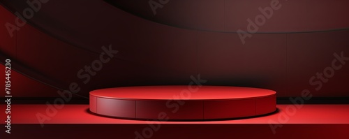 Red podium background, platform for product presentation with empty space on dark studio wall vector