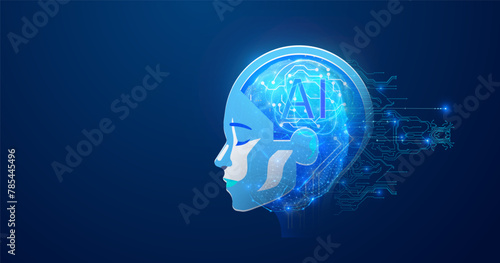 Fusion of Mind and Machine: AI Intelligence Concept Illustration. A digital representation of AI intelligence within the human form, symbolizing the seamless blend of technology and the human mind.