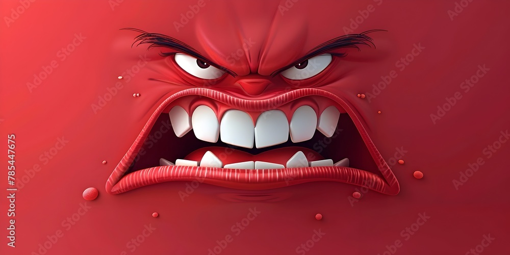 Intense Facial Expression of an Enraged Burglar Character with Teeth ...
