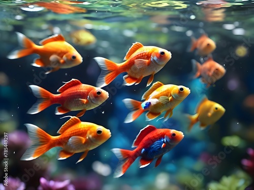 golden fish swimming in aquarium