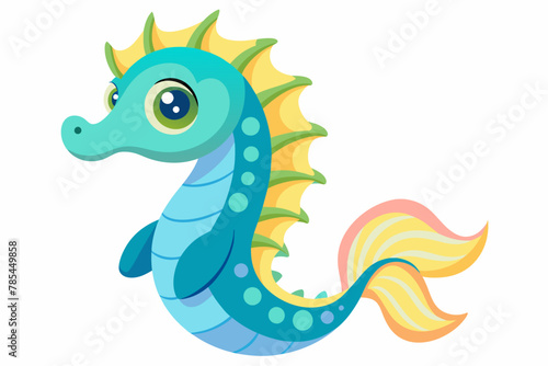 Cute Seahorse Curling gradient illustration in white background