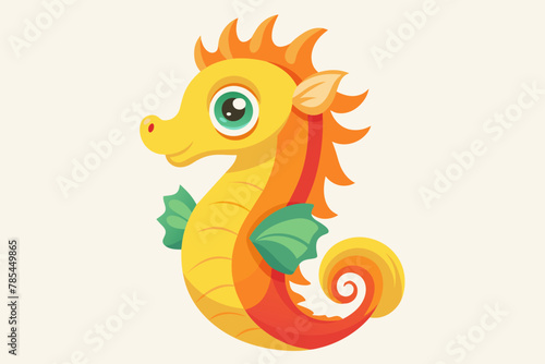 Cute Seahorse Curling gradient illustration in white background