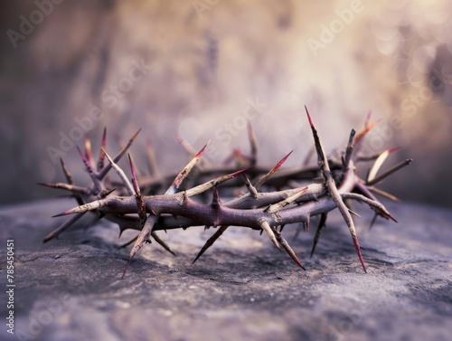 Crown of thorns on stone for reflection.