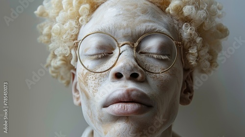 International Day against Albinism. Stylish portrait of an albino man