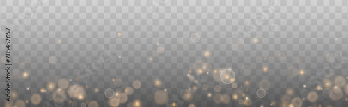 Bokeh light lights effect background. Gold dust PNG. Christmas background of shining dust Christmas glowing bokeh confetti and spark overlay texture for your design.	
