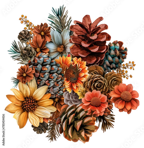 PNG  Flower Collage Pine cones pattern flower asteraceae