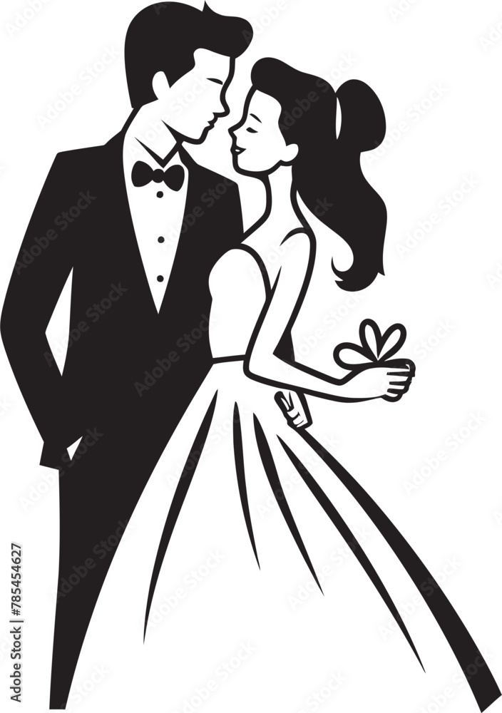 Indian Bollywood Wedding Couple Vector Illustration