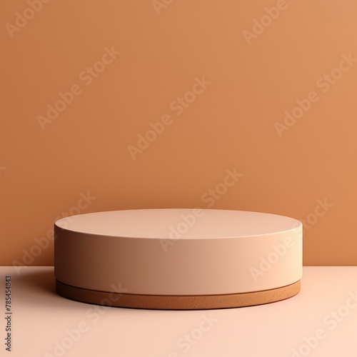 Tan minimal background with cylinder pedestal podium for product display presentation mock up © GalleryGlider