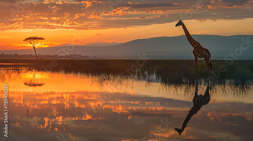 Rothschild Giraffe at Lake Nakuru National Park Kenya