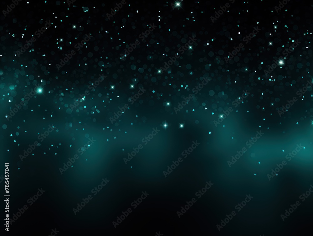 Teal abstract glowing bokeh lights on a black background with space for text or product display