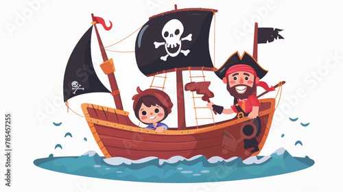 Kids pirate ship with boy and girl captail