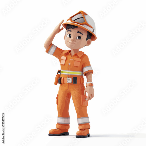 a cartoon character in an orange uniform saluting