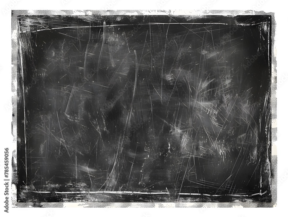 Fototapeta premium A blank black texture with a thick white grunge border for the background, concept for back to school, Black Friday , teachers day