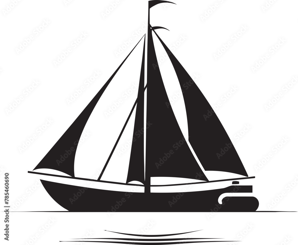 Vector Illustration of a Yacht Sailing Towards a Dazzling Horizon