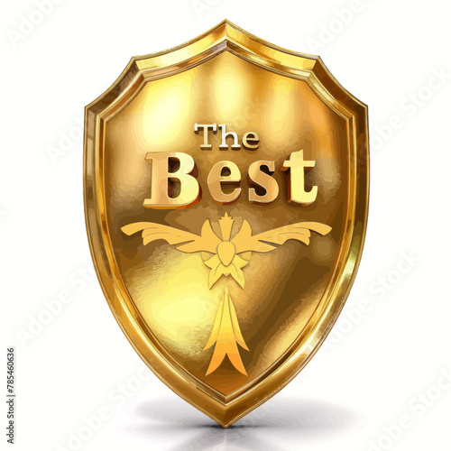 a golden shield with the words the best on it