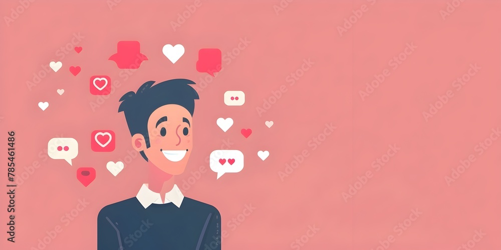 Businessperson Engaging Audience on Social Media Platform with Pulsing Insights and Copy Space Businessperson Engaging Audience on Social Media Platform with Pulsing Insights and Copy Space