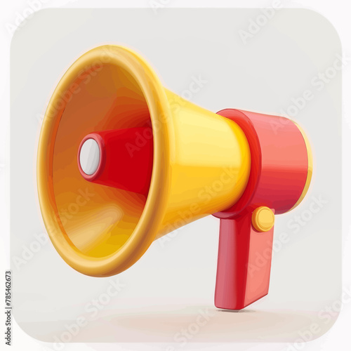a red and yellow megaphone on a white background
