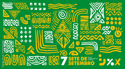 brazil independence day geometric abstract background, 7 september brazil.