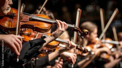 Symphonic orchestra presents classical concert on stage with professional performance