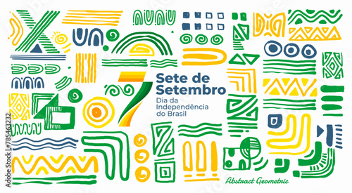 brazil independence day geometric abstract background, 7 september brazil.