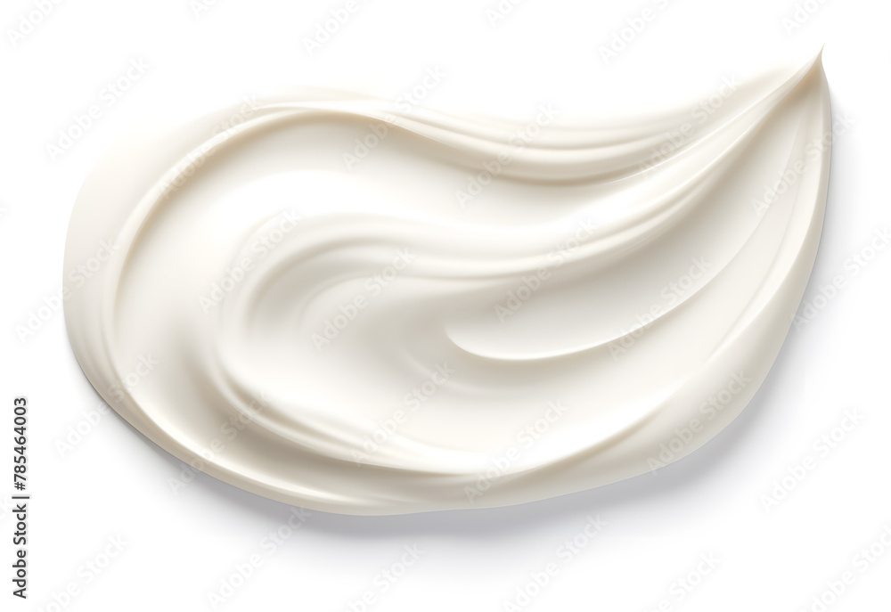 A smear of white skin cream on a white background. Cosmetic texture. A smear of white skin cream on a white background. Cosmetic texture.