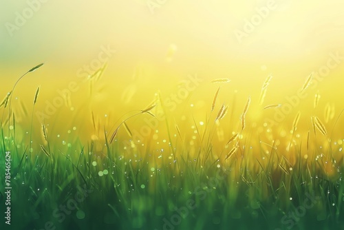 Meadow grass spring background and sunlight with bokeh light. Macro. Backdrop. Illustration