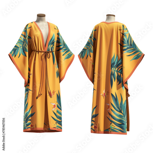 Front and Back Mockup of a Summer Beach Kaftan © Only PNG