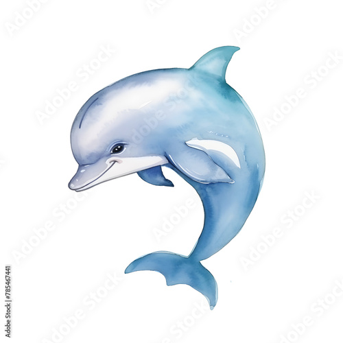 cute dolphin watercolor style  illustration.
