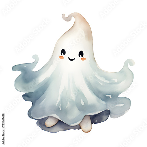 Cute ghost watercolor style, illustration.