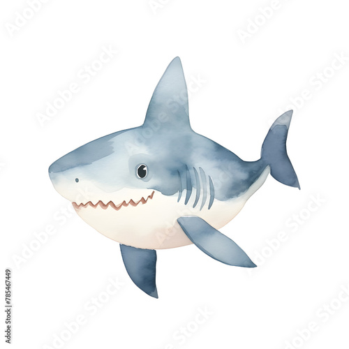 cute shark watercolor style, illustration.