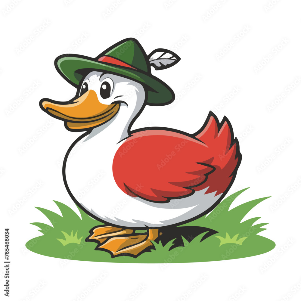 Obraz premium Ducks put on head a cap Vector Graphic Design.eps