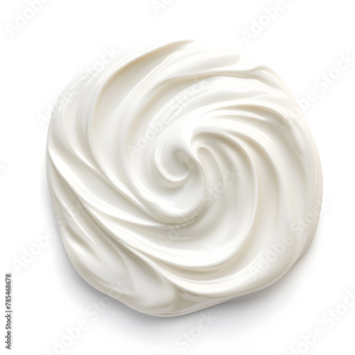 White face cream swirl swatch. Body lotion drop product sample isolated on white background