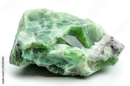 Isolated Jade Stone: A Green Gem Mineral Rock Crystal in White Background for Geology Enthusiast