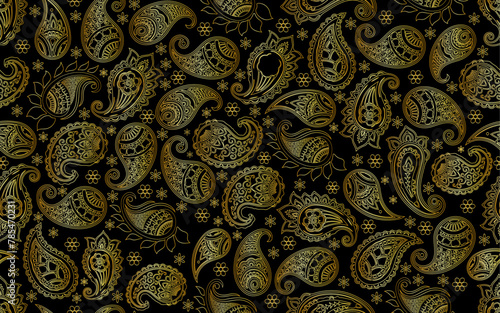golden paisley seamless pattern vintage floral retro style creative trendy texture decorative ornamental vector texture design background wallpaper textile fabric paper print