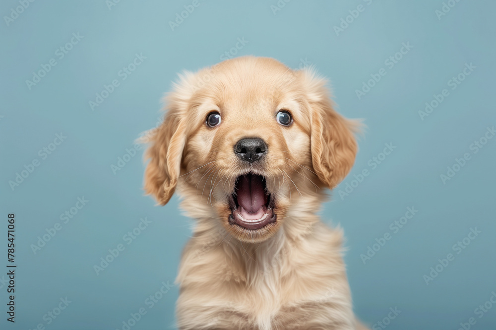 a puppy Golden Retriever dog on pastel background. a puppy Golden Retriever dog on pastel background.