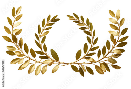 High-Quality Image of Golden Laurel Wreaths on a White Background