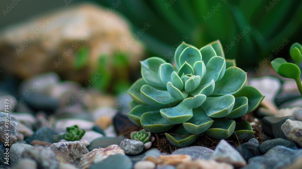 Miniature Echeveria Succulent Plant. Beautiful Green Nature of a Miniature Echeveria in a Desert Landscape Miniature Echeveria Succulent Plant. Beautiful Green Nature of a Miniature Echeveria in a Desert Landscape