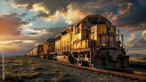 Powerful Diesel Locomotive in Motion: Fueling up for the Journey Across Steel Rails photo